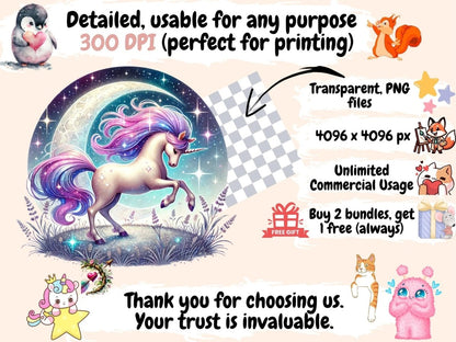 Starry Unicorns (P2) Clipart Celestial Unicorns - Wonders Artist