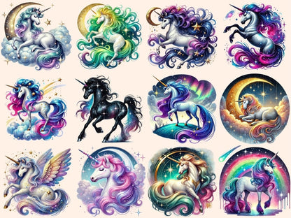 Starry Unicorns (P2) Clipart Celestial Unicorns - Wonders Artist
