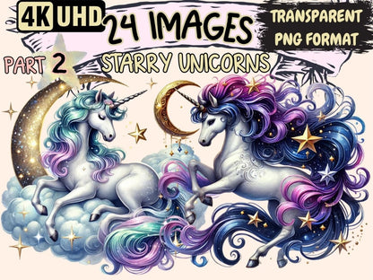 Starry Unicorns (P2) Clipart Celestial Unicorns - Wonders Artist