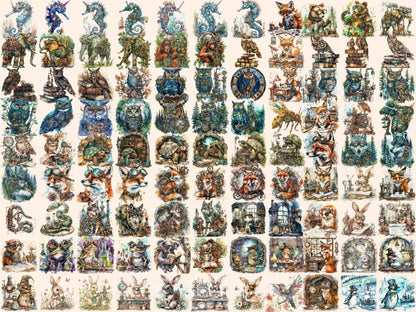 Steampunk Animals Watercolor Clipart animals clipart - Wonders Artist