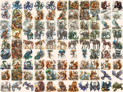 Steampunk Animals Watercolor Clipart animals clipart - Wonders Artist