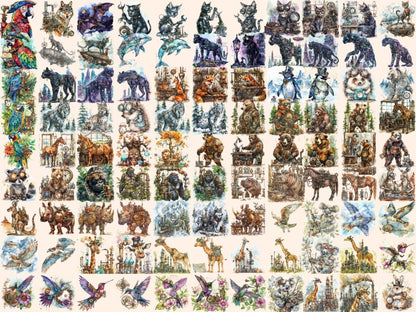Steampunk Animals Watercolor Clipart animals clipart - Wonders Artist