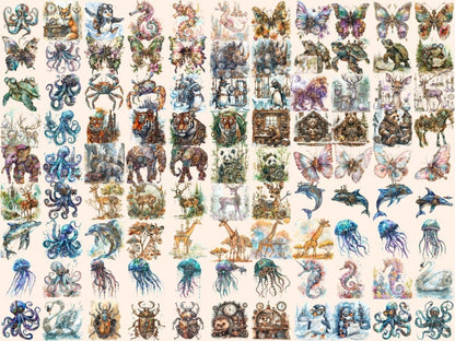 Steampunk Animals Watercolor Clipart animals clipart - Wonders Artist