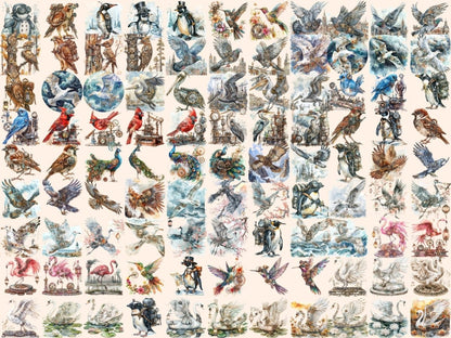 Steampunk Birds Watercolor Clipart bird clipart - Wonders Artist