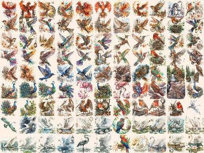 Steampunk Birds Watercolor Clipart bird clipart - Wonders Artist