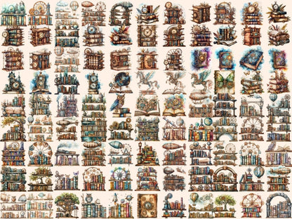 Steampunk Books Watercolor Clipart book clipart - Wonders Artist