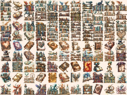 Steampunk Books Watercolor Clipart book clipart - Wonders Artist
