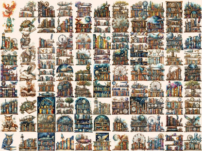 Steampunk Books Watercolor Clipart book clipart - Wonders Artist