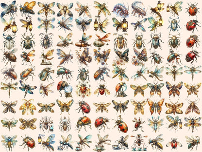 Steampunk Bugs Watercolor Clipart bug clipart - Wonders Artist