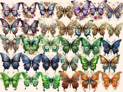 Steampunk Butterflies Watercolor Clipart butterflies clipart - Wonders Artist