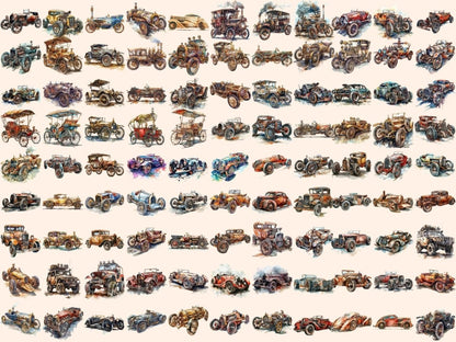 Steampunk Cars Watercolor Clipart antique car clipart - Wonders Artist