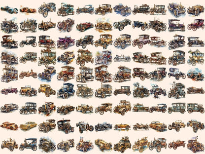 Steampunk Cars Watercolor Clipart antique car clipart - Wonders Artist