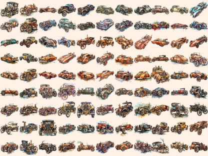 Steampunk Cars Watercolor Clipart antique car clipart - Wonders Artist