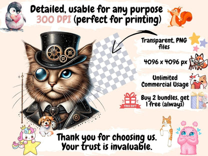 Steampunk Cats Clipart cat clipart - Wonders Artist