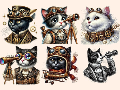 Steampunk Cats Clipart cat clipart - Wonders Artist