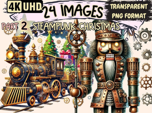 Steampunk Christmas (P2) Clipart Clockwork Xmas Art - Wonders Artist