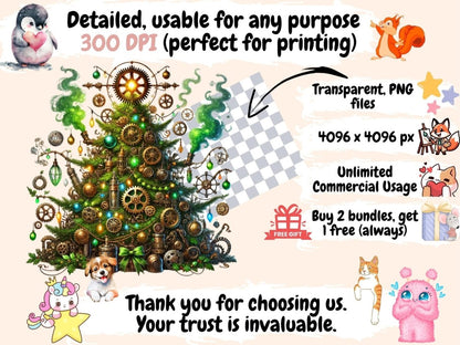 Steampunk Christmas (P3) Clipart Clockwork Xmas Art - Wonders Artist