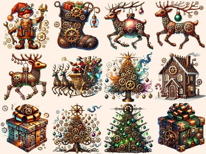 Steampunk Christmas (P3) Clipart Clockwork Xmas Art - Wonders Artist