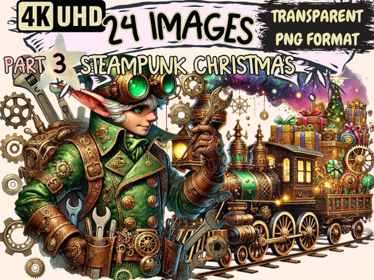 Steampunk Christmas (P3) Clipart Clockwork Xmas Art - Wonders Artist
