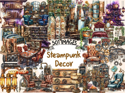 Steampunk Decor Watercolor Clipart decor clipart - Wonders Artist