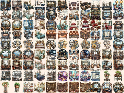 Steampunk Decor Watercolor Clipart decor clipart - Wonders Artist