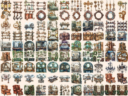Steampunk Decor Watercolor Clipart decor clipart - Wonders Artist