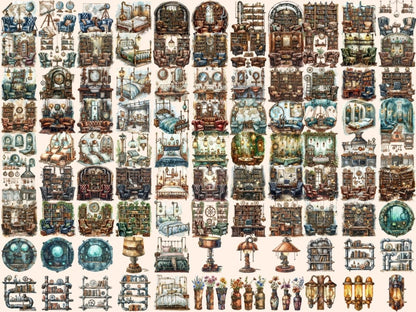 Steampunk Decor Watercolor Clipart decor clipart - Wonders Artist