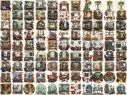 Steampunk Decor Watercolor Clipart decor clipart - Wonders Artist