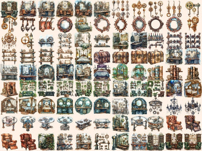 Steampunk Decor Watercolor Clipart decor clipart - Wonders Artist