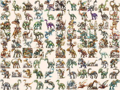 Steampunk Dinosaurs Watercolor Clipart dino clipart - Wonders Artist