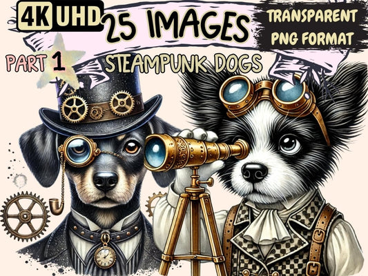 Steampunk Dogs Clipart canine illustrations - Wonders Artist