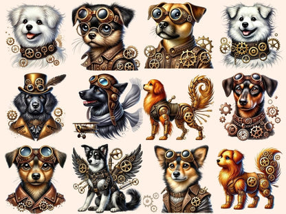 Steampunk Dogs Clipart canine illustrations - Wonders Artist