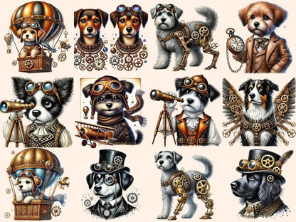 Steampunk Dogs Clipart canine illustrations - Wonders Artist