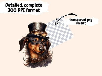 Steampunk Dogs Watercolor Clipart mechanical dog png - Wonders Artist