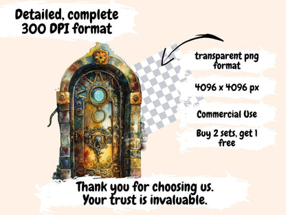Steampunk Doors Watercolor Clipart door clipart - Wonders Artist