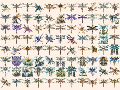 Steampunk Dragonflies Watercolor Clipart dragonfly clipart - Wonders Artist