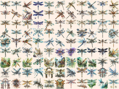 Steampunk Dragonflies Watercolor Clipart dragonfly clipart - Wonders Artist