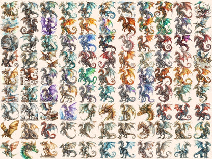 Steampunk Dragons Watercolor Clipart dragon clipart - Wonders Artist