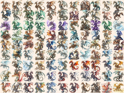 Steampunk Dragons Watercolor Clipart dragon clipart - Wonders Artist