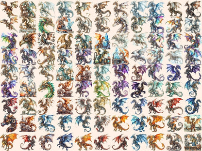 Steampunk Dragons Watercolor Clipart dragon clipart - Wonders Artist