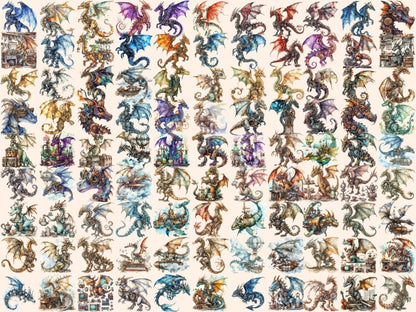 Steampunk Dragons Watercolor Clipart dragon clipart - Wonders Artist