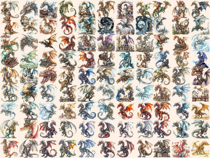 Steampunk Dragons Watercolor Clipart dragon clipart - Wonders Artist