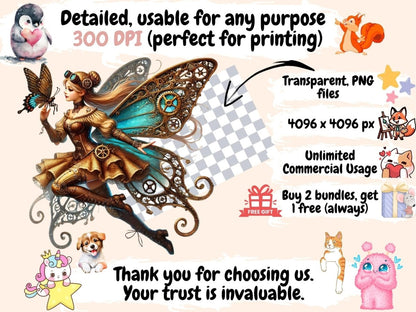 Steampunk Fairies Clipart Clockwork Fairies - Wonders Artist