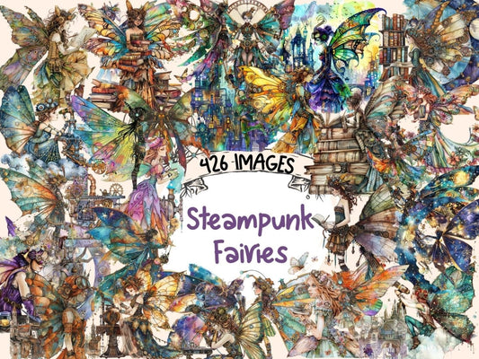 Steampunk Fairies Watercolor Clipart fairy clipart - Wonders Artist