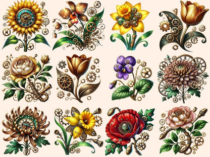 Steampunk Flowers Clipart floral clipart - Wonders Artist