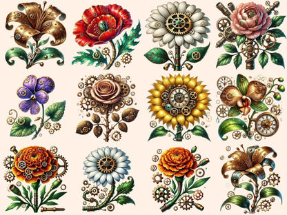 Steampunk Flowers Clipart floral clipart - Wonders Artist