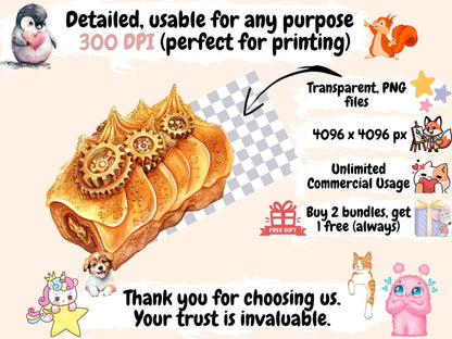 Steampunk Food Watercolor Clipart fantasy food clipart - Wonders Artist