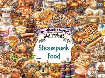 Steampunk Food Watercolor Clipart fantasy food clipart - Wonders Artist