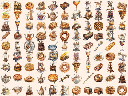 Steampunk Food Watercolor Clipart fantasy food clipart - Wonders Artist