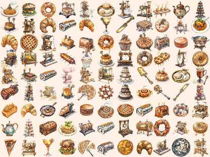 Steampunk Food Watercolor Clipart fantasy food clipart - Wonders Artist
